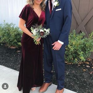 Maroon velvet formal/bridesmaid dress